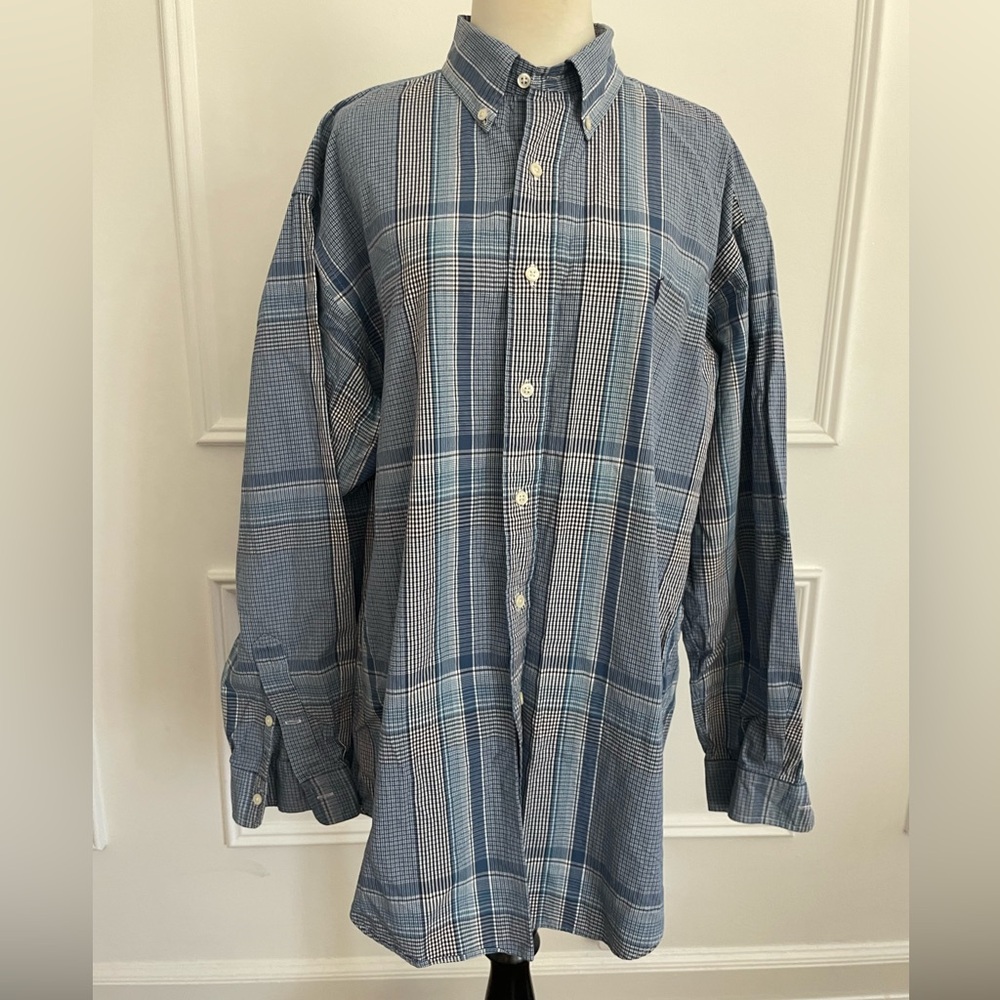 Ralph Lauren Blaire 100% Cotton Blue Plaid Button‑Down Shirt – Size L